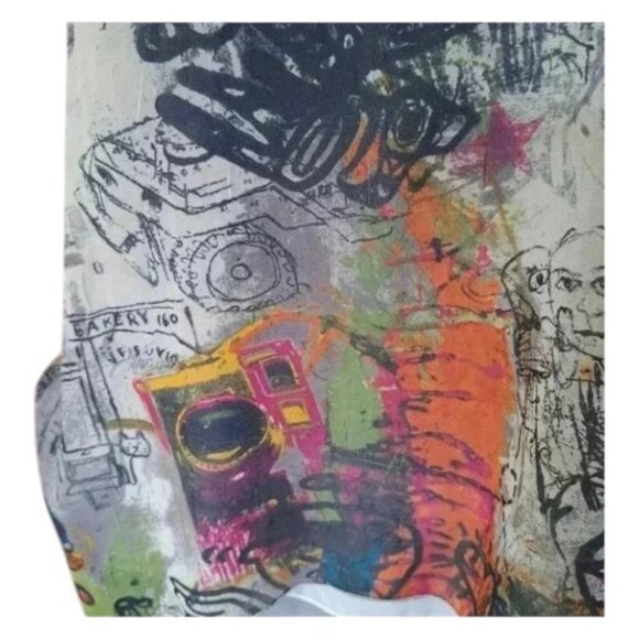 Papillon Blanc graffiti art print sleeveless top size M - Picture 9 of 11